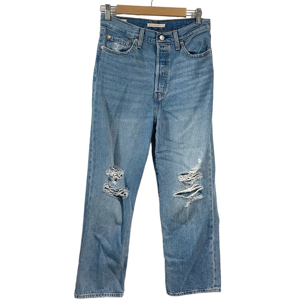 Levi’s Women Big E Ribcage Straight Ankle Size 27 Jeans Destroyed